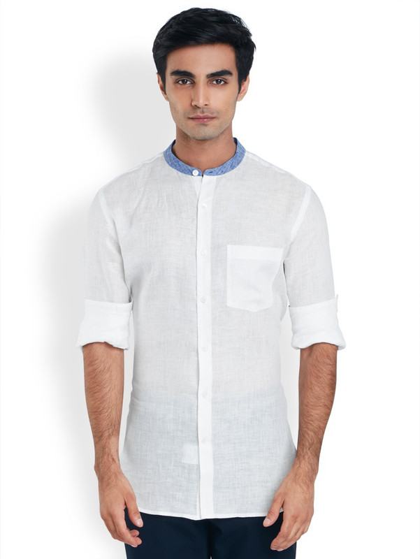 Raymond Men Solid Casual White Shirt