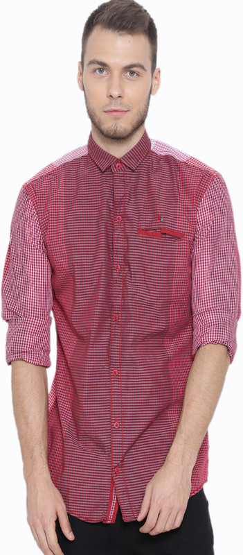 Fifty Two Men Striped Casual Maroon Shirt
