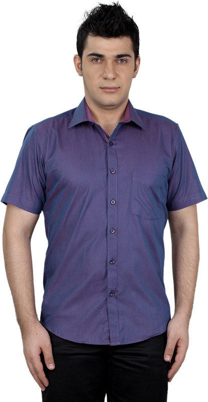 Zeal Men Solid Formal Purple Shirt