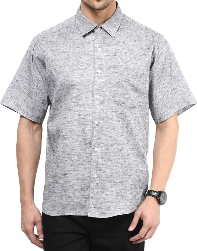 Vivid India Men Solid Casual Grey Shirt