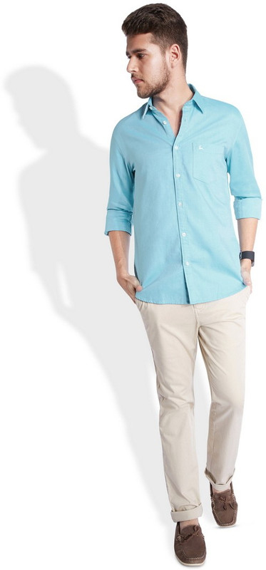 Parx Men Solid Casual Light Blue Shirt