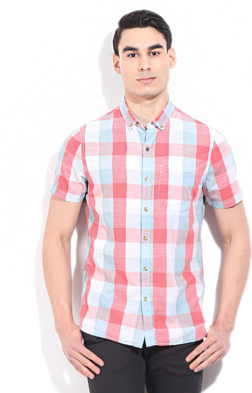 WROGN Men Checkered Casual White, Blue, Pink Shirt