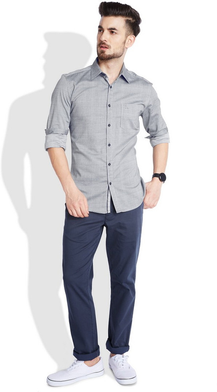 Parx Men Printed Casual Grey Shirt