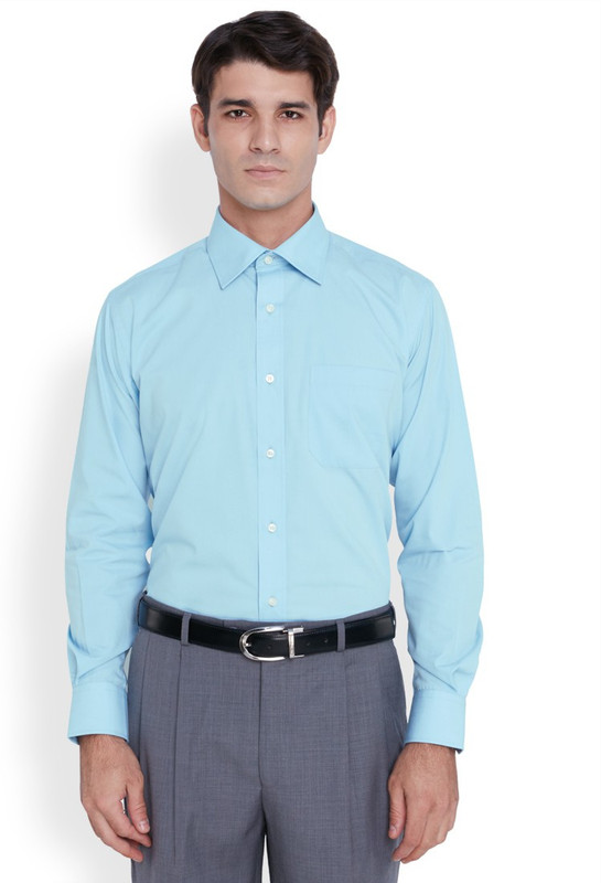 Raymond Men Solid Formal Light Blue Shirt