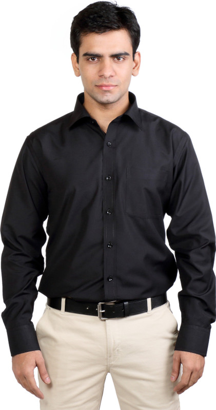 Basil Men Solid Formal Black Shirt