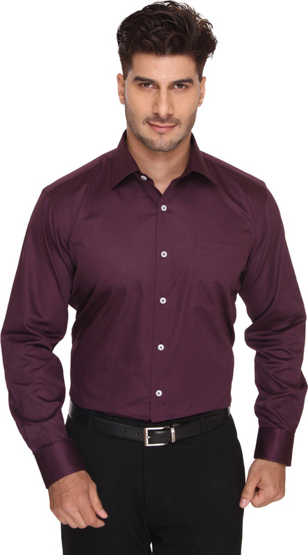 Blacksmith Men Solid Formal Purple Shirt