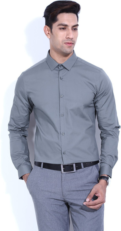 United Colors of Benetton. Men Solid Casual Grey Shirt