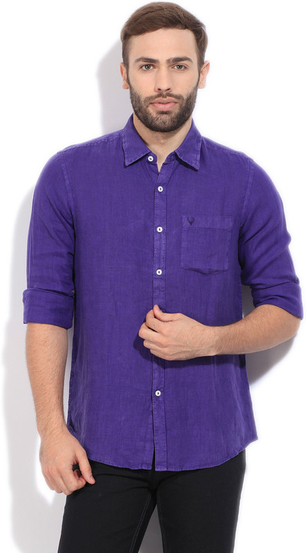 Allen Solly Men Solid Casual Purple Shirt