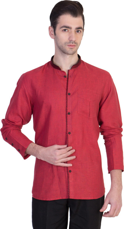 Desam Men Solid Casual Red Shirt Desam Men Solid Casual Red Shirt