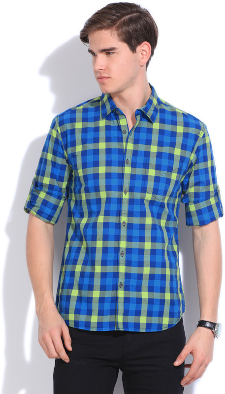 Highlander Men Checkered Casual Blue, Green Shirt Highlander Men Checkered Casual Blue, Green Shirt