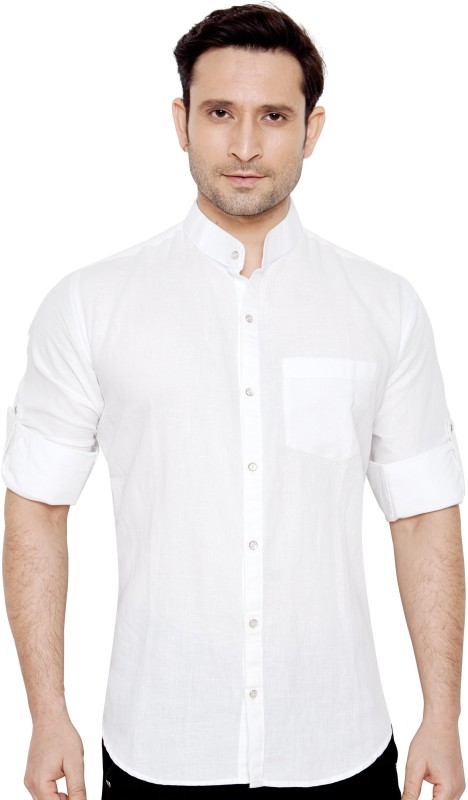 GlobalRang Men Solid Casual White Shirt
