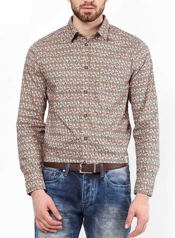 Jack & Jones Men Printed Casual Brown Shirt