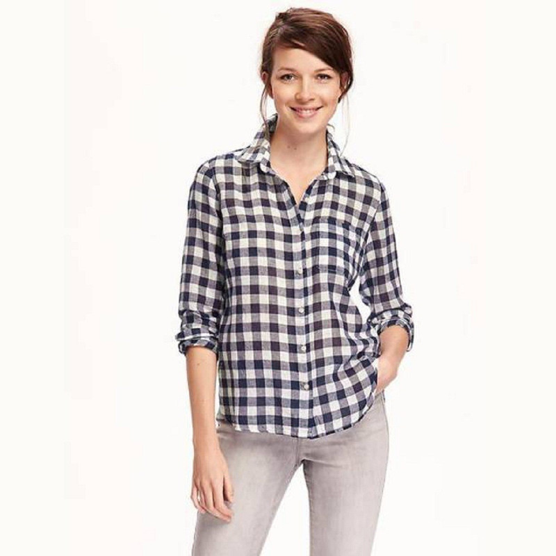 Adelina Women Checkered Casual Black Shirt