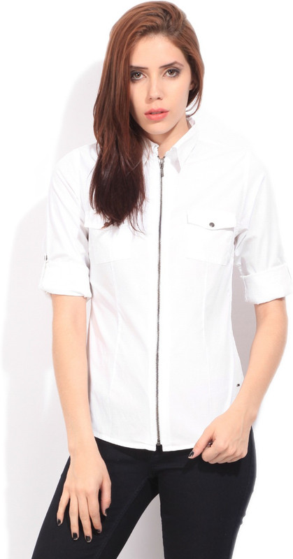 Pepe Jeans Women Solid Casual White Shirt