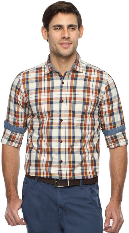 D'Indian Club Men Checkered Casual Brown Shirt