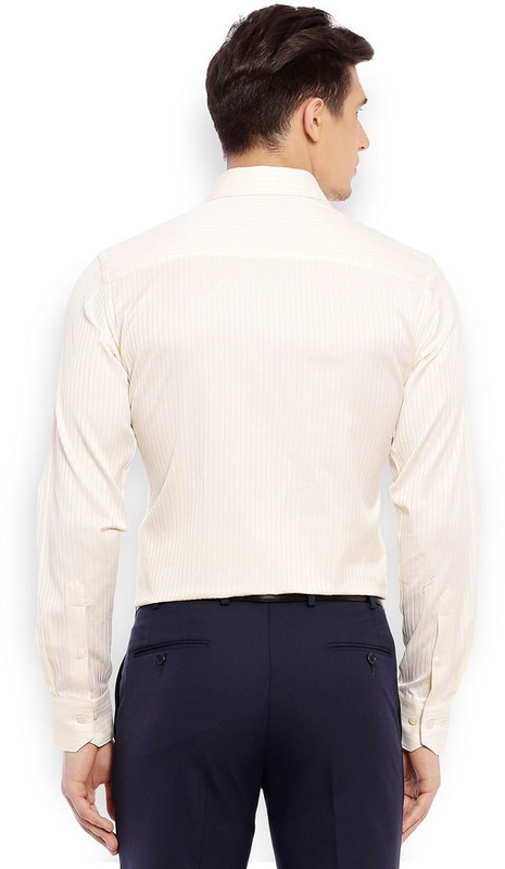 Raymond Men Striped Formal Yellow Shirt