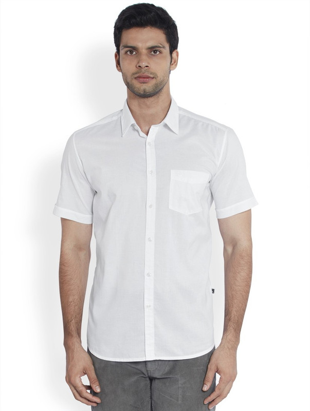 Parx Men Solid Casual White Shirt