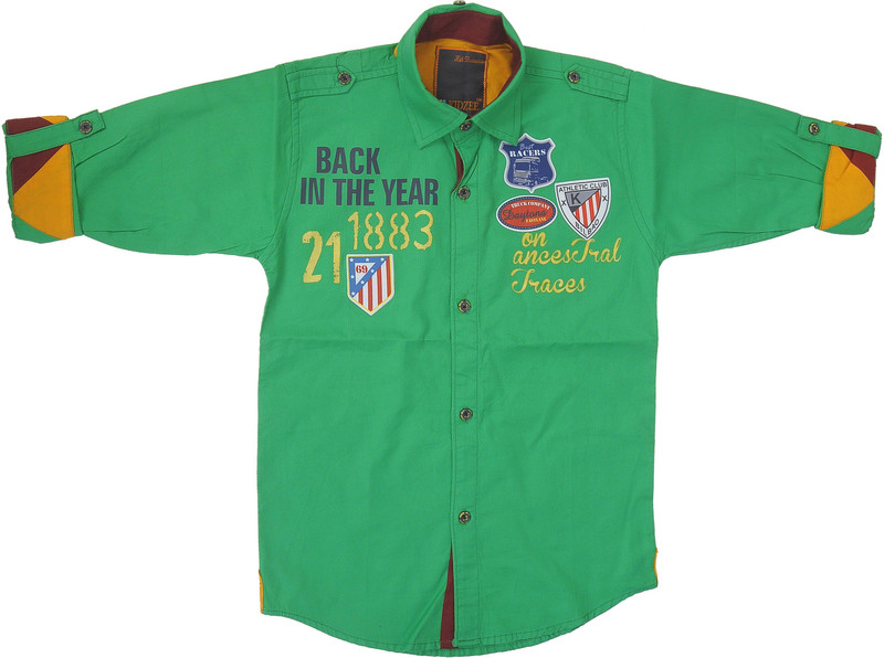 Kidzee Men Self Design Casual Green Shirt