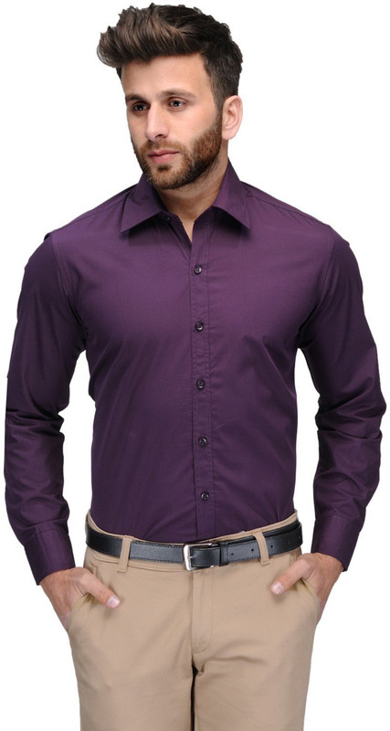 james Men Solid Formal Purple Shirt
