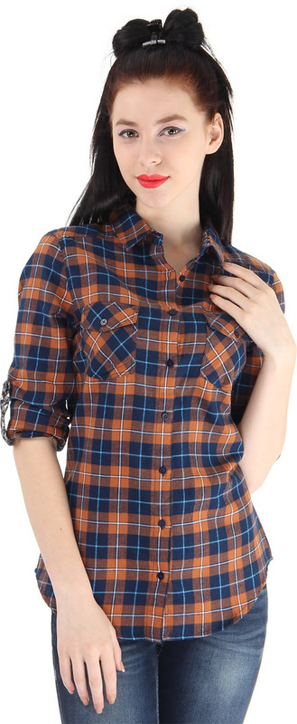 Pepe Jeans Women Checkered Casual Brown Shirt