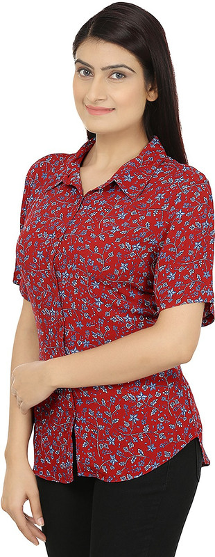 Eves Pret A Porter Women Printed Casual Red, Blue Shirt