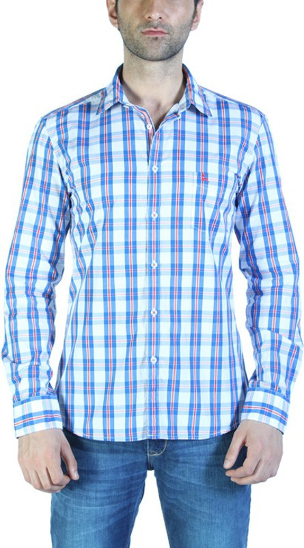 Parx Men Checkered Casual Blue Shirt
