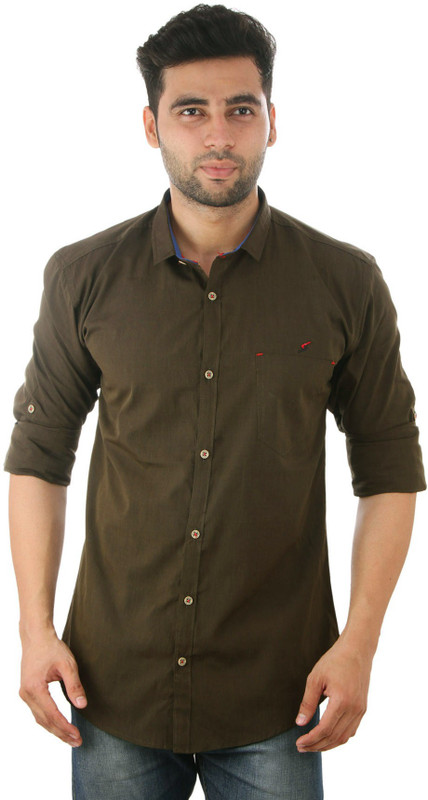 Studio Nexx Men Solid Casual Dark Green Shirt