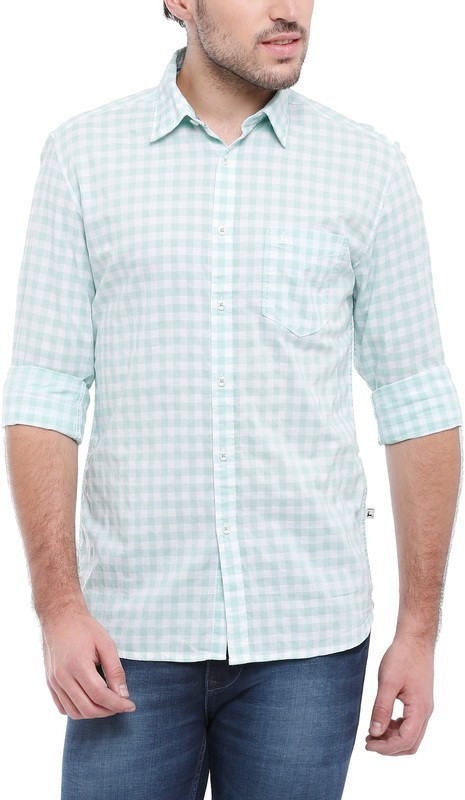 Parx Men Checkered Casual Green Shirt