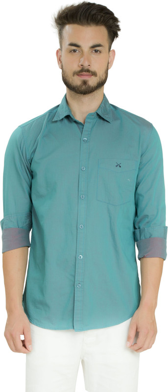 Club X Men Solid Casual Green Shirt