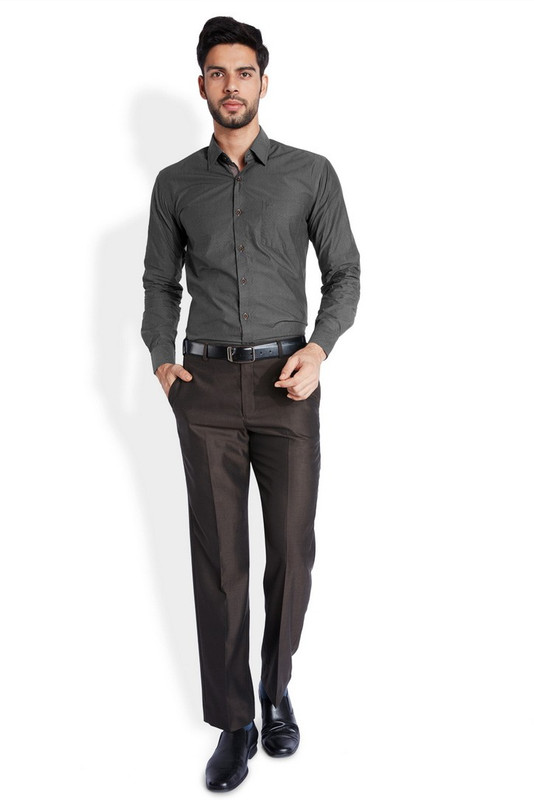 Park Avenue Men Solid Casual Black Shirt