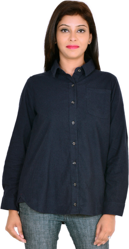 Goodwill Impex Women Solid Casual Blue Shirt