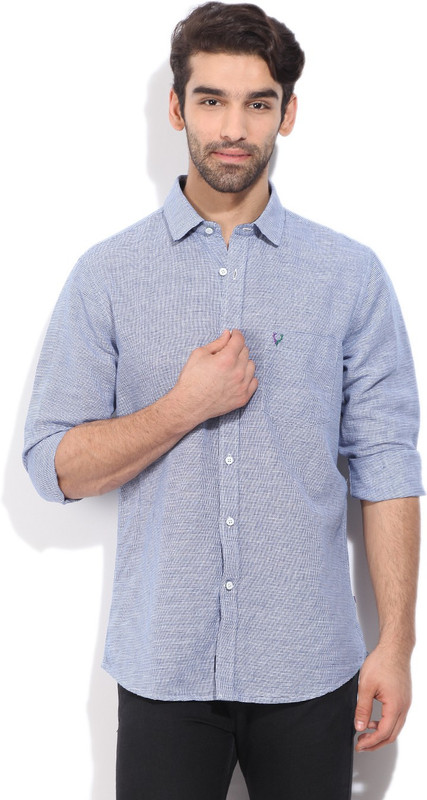 Allen Solly Men Self Design Casual Blue Shirt