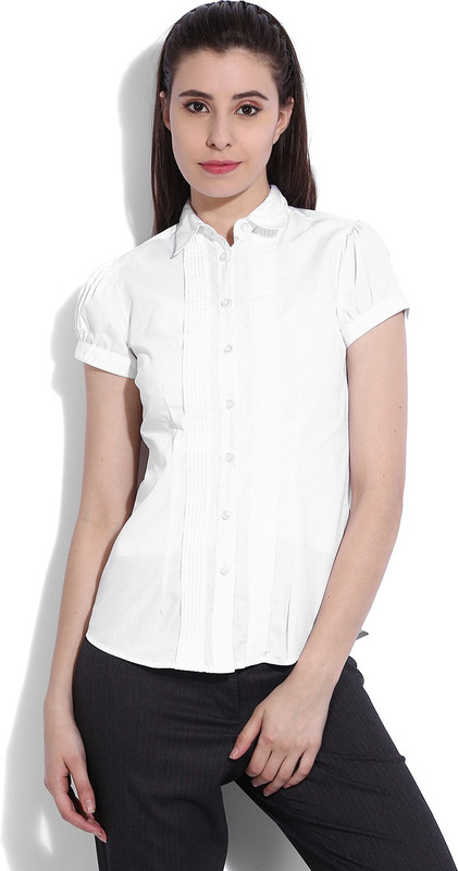 People Women Solid Casual White Shirt