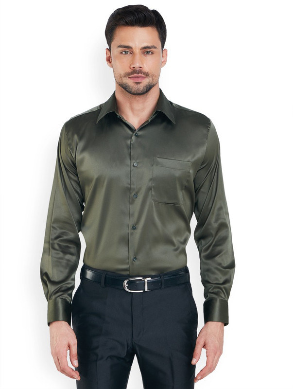 Raymond Men Solid Formal Dark Green Shirt