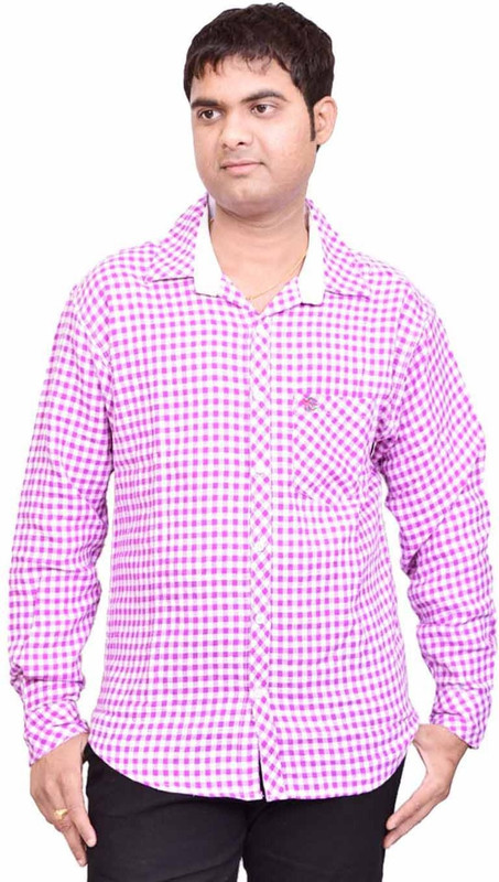 British Terminal Men Checkered Casual Purple Shirt