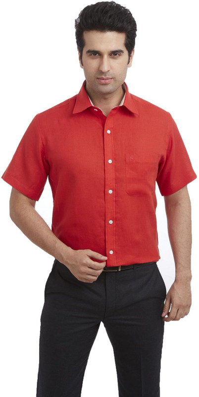 Raymond Men Solid Casual Red Shirt