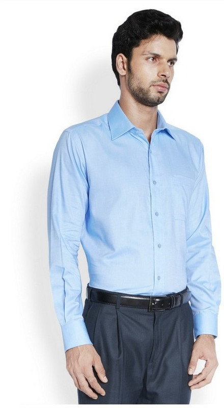 Raymond Men Solid Casual Light Blue Shirt