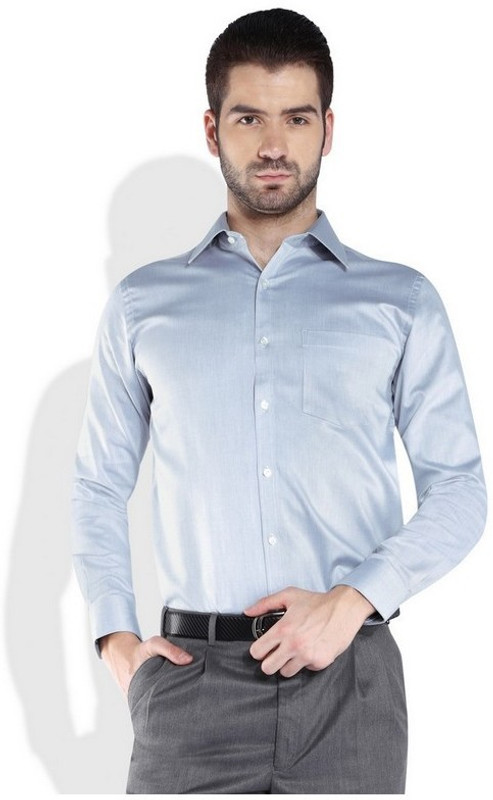 Park Avenue Men Solid Casual Grey Shirt