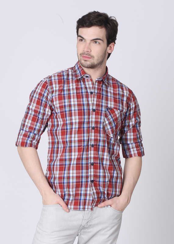 Pepe Jeans Men Checkered Casual White, Red, Blue Shirt