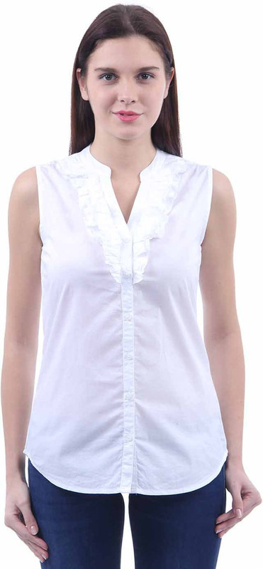 U.S. Polo Assn Women Solid Casual White Shirt