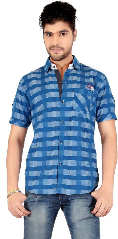 Carbone Men Striped Casual Blue Shirt