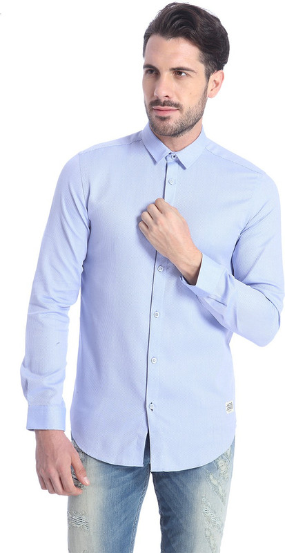 Jack & Jones Men Solid Casual Light Blue Shirt
