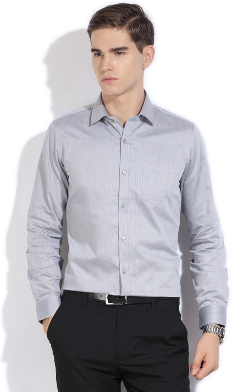 Black Coffee Men Solid Formal Grey Shirt