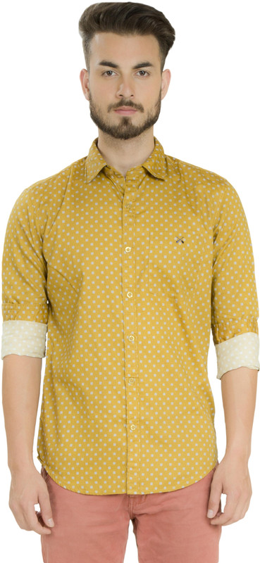 Club X Men Printed Casual Yellow Shirt