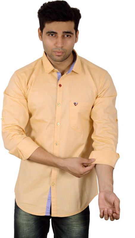 Studio Nexx Men Solid Casual Yellow Shirt