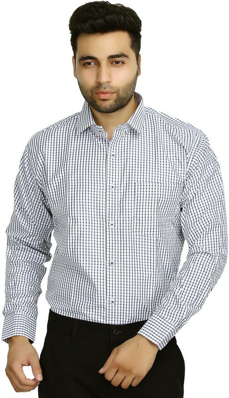 Studio Nexx Men Checkered Formal Black Shirt