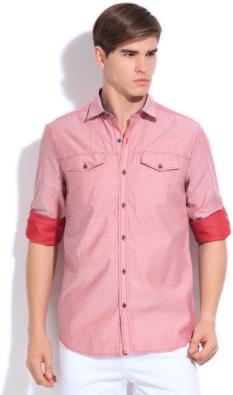 Kenneth Cole Men Solid Casual Red Shirt