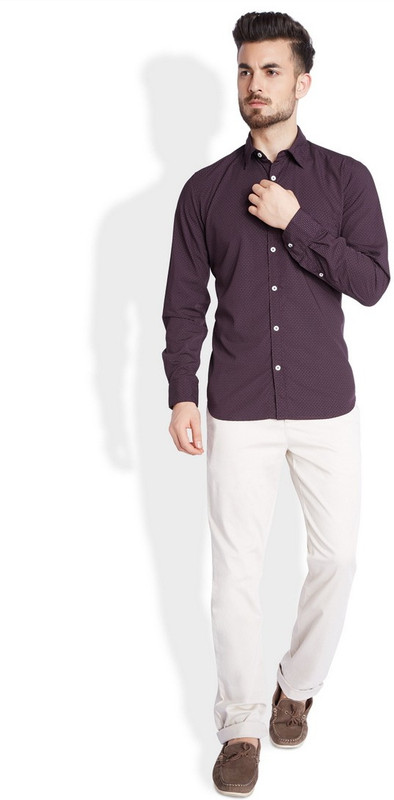 Parx Men Printed Casual Purple Shirt