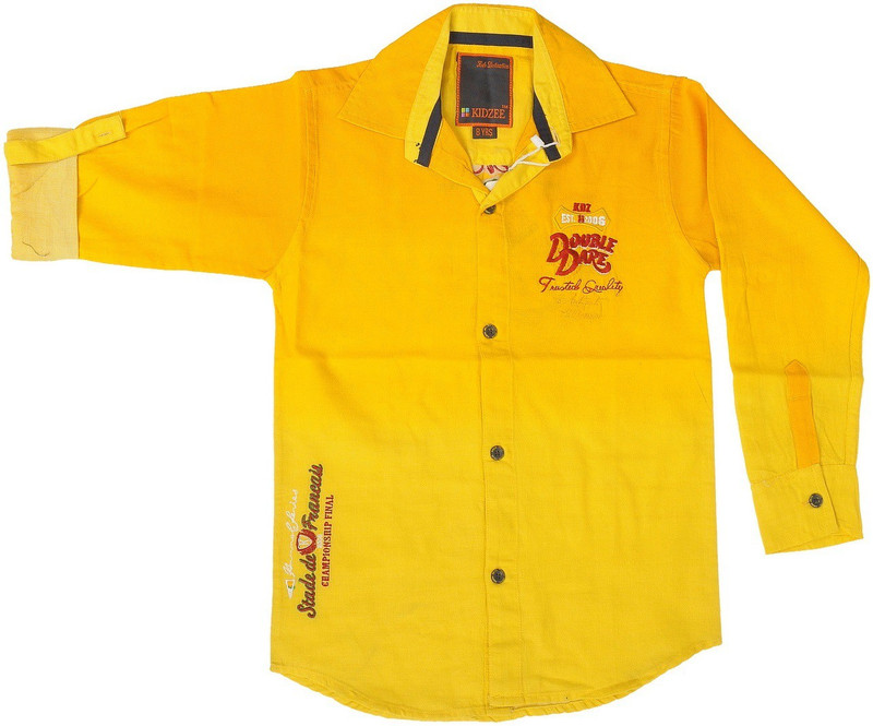 Kidzee Men Printed Casual Yellow Shirt