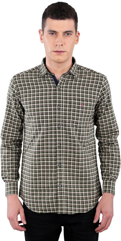 TMG Men Checkered Casual Dark Green Shirt